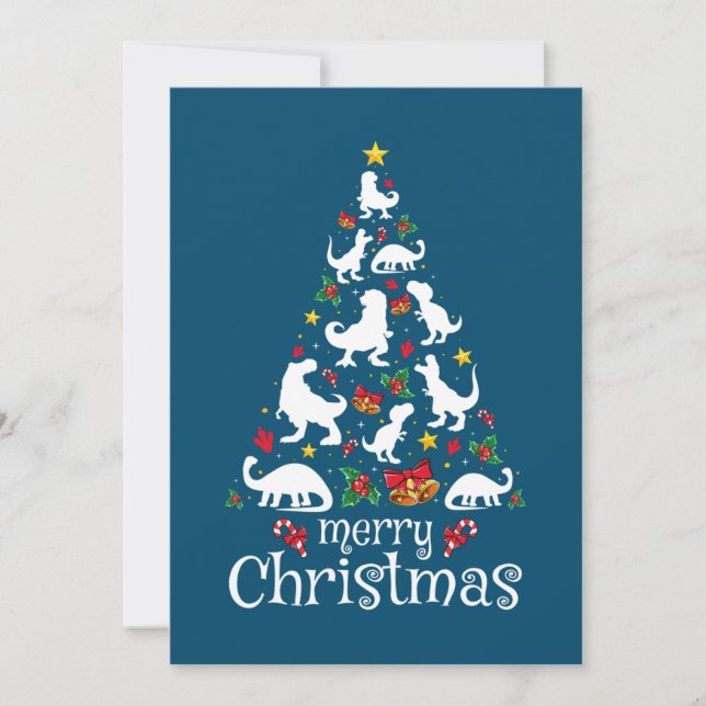 Merry Christmas T Rex Kids Boys Funny Christmas Invitation (Front)
