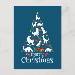 Merry Christmas T Rex Kids Boys Funny Christmas Postcard