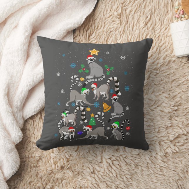 Merry Christmas T-shirt Lemur Christmas Tree Xmas  Cushion (Blanket)