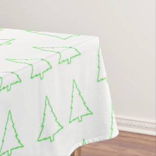 Merry Christmas Tablecloth, Christmas Green Trees Tablecloth