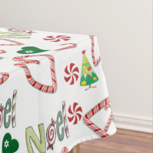 Merry Christmas Tablecloth, Noel White Tablecloth