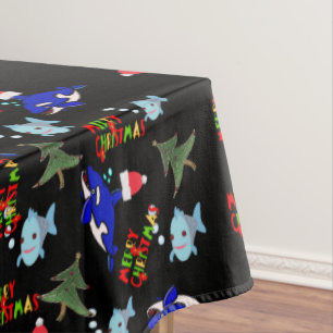 Merry Christmas Tablecloth, Shark Fish  Tablecloth