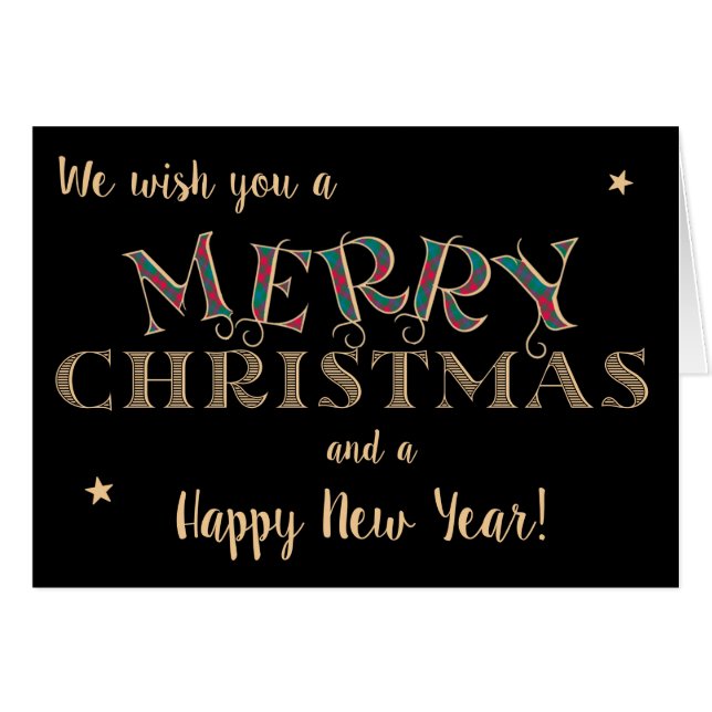 Merry Christmas, Tartan and Gold-effect Lettering (Front Horizontal)
