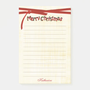 Merry Christmas Tartan Pattern Typography Post-it Notes