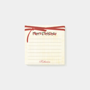 Merry Christmas Tartan Pattern Typography Post-it Notes