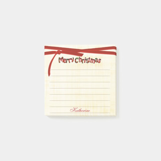 Merry Christmas Tartan Pattern Typography Post-it Notes (Front)