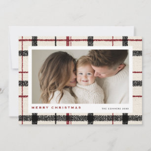 Merry Christmas Tartan Plaid Background Holiday Card