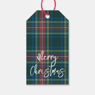 Merry Christmas Tartan Plaid Festive Colourful Chi Gift Tags
