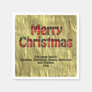 Merry Christmas Tartan Typography Pattern - Names Napkin