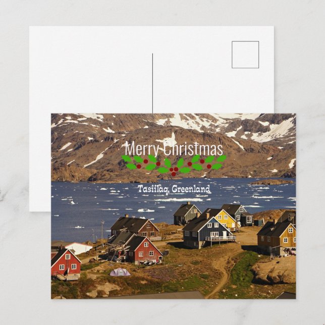 Merry Christmas, Tasiilaq, Greenland Holiday Postcard (Front/Back)