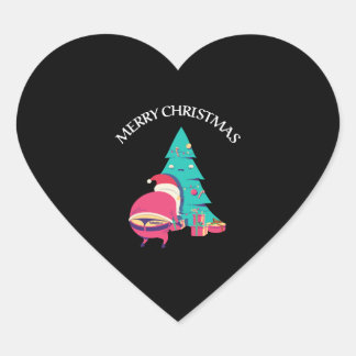 Merry Christmas tattooed Santa Claus Tree Sexy Heart Sticker