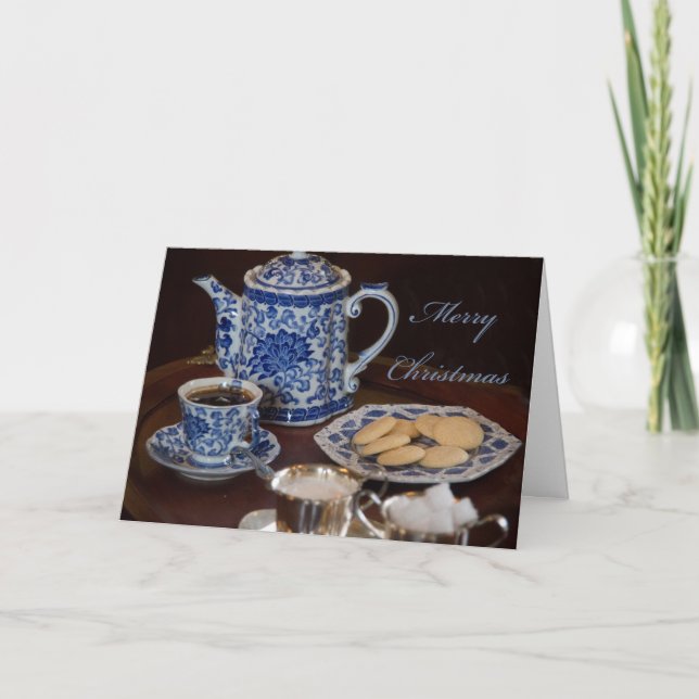 Merry Christmas Tea Party Holiday Card (Front)