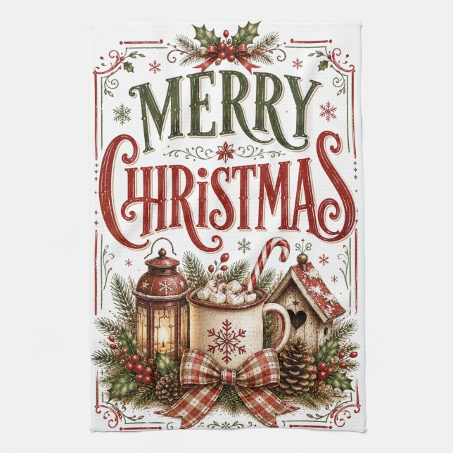 Merry Christmas Tea Towel (Vertical)