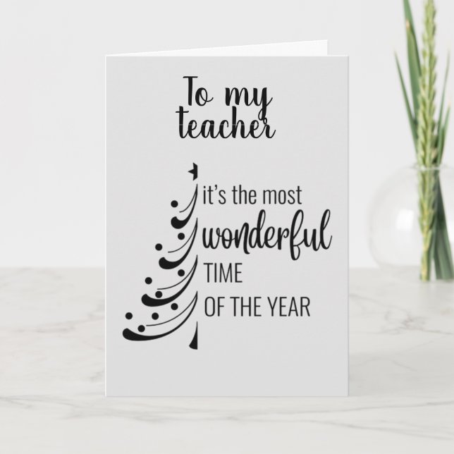 MERRY CHRISTMAS **TEACHER*** WITH LOVE HOLIDAY CARD (Front)