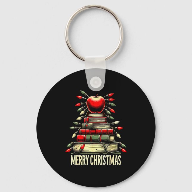 Merry Christmas, Teachers Books Teaching Xmas Tree Key Ring (Front)