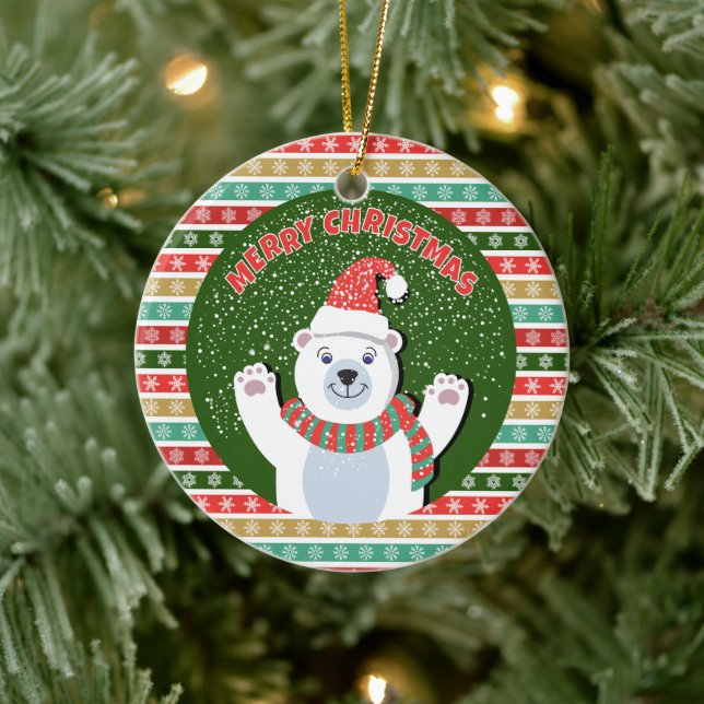 Merry Christmas Teddy bear  Ceramic Tree Decoration (Tree)