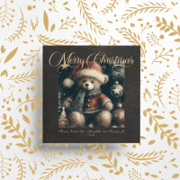 Merry Christmas Teddy Bear Faux Leather
