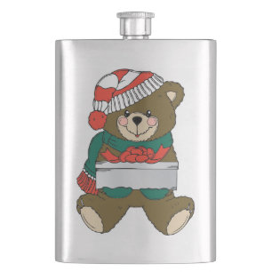 "MERRY CHRISTMAS" TEDDY BEAR HIP FLASK