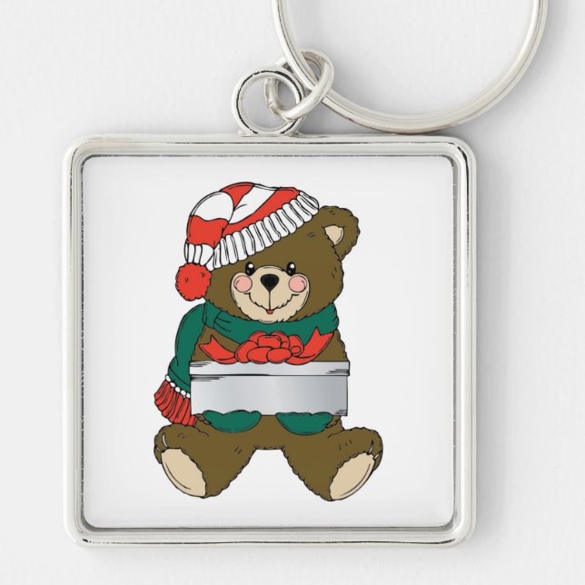 "MERRY CHRISTMAS" TEDDY BEAR KEY RING (Front)