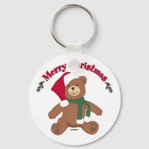 Merry Christmas Teddy Bear Key Ring