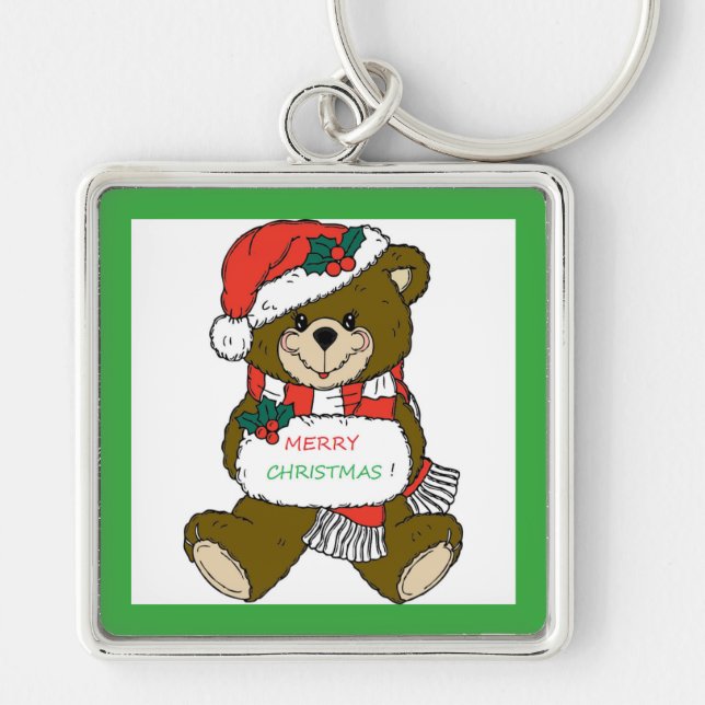 " MERRY CHRISTMAS " TEDDY BEAR KEY RING (Front)