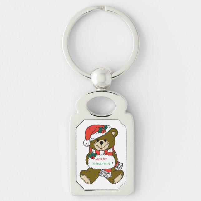 "MERRY CHRISTMAS" TEDDY BEAR KEY RING (Front)