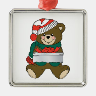"MERRY CHRISTMAS" TEDDY BEAR METAL TREE DECORATION