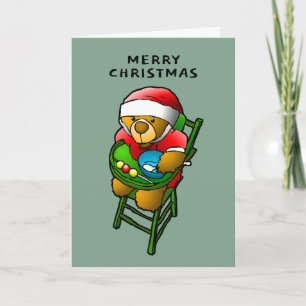 Merry Christmas Teddy Bear Photo Christmas Card