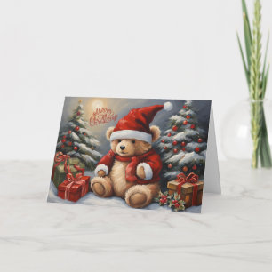 Merry Christmas Teddy Bear, Presents, Decorations Card