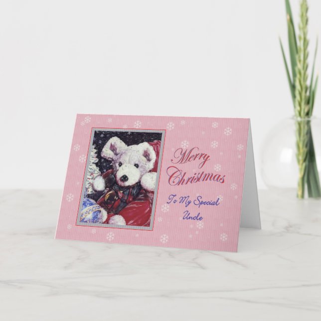 Merry Christmas Teddy Bear, To Special Uncle Holiday Card (Front)