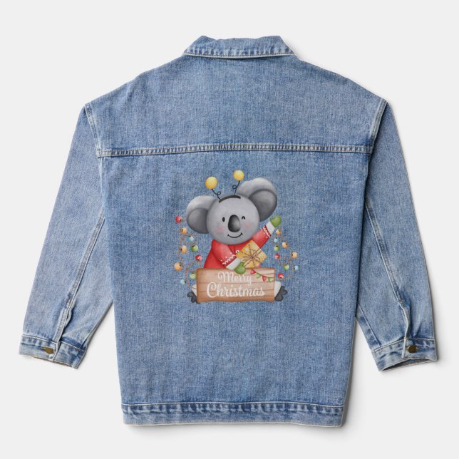 merry christmas teddy denim jackets (Back)