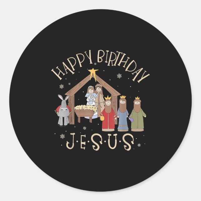 Merry Christmas Tee Uni-christian Family Group Chi Classic Round Sticker (Front)