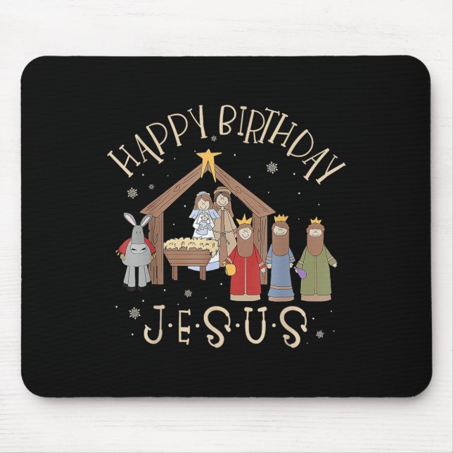 Merry Christmas Tee Uni-christian Family Group Chi Mouse Mat (Front)