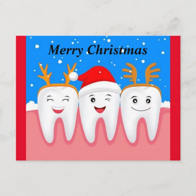 Merry Christmas Teeth Holiday Postcard (Front)