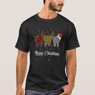 Merry Christmas Teeth Leopard With Santa Hat Xmas  T-Shirt