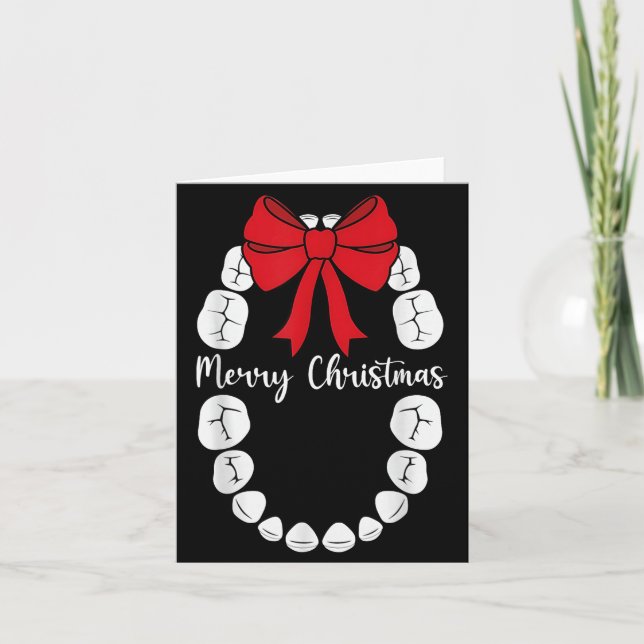Merry Christmas Teeth Wreath Dental Christmas Shir Card (Front)