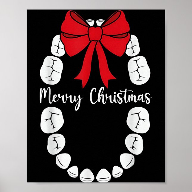 Merry Christmas Teeth Wreath Dental Christmas Shir Poster (Front)