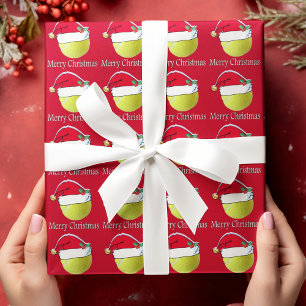 Merry Christmas Tennis Ball Santa Wrapping Paper