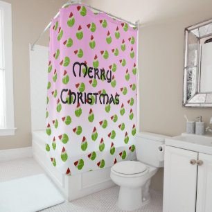 Merry Christmas Tennis Balls with Santa Hats Shower Curtain