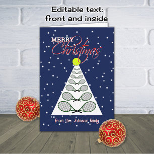 Merry Christmas tennis custom text Holiday Card