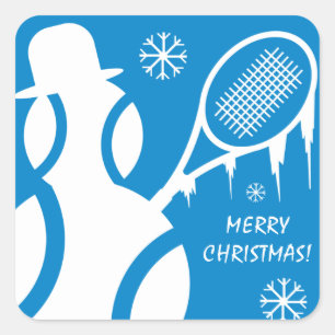 Merry Christmas Tennis Holiday party favour Square Sticker
