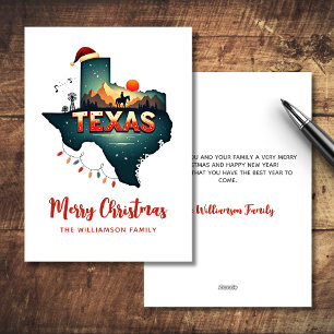 Merry Christmas Texas State Retro Personalized Holiday Card