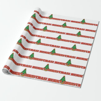 Merry Christmas Text and Tree Modern Holiday Wrapping Paper