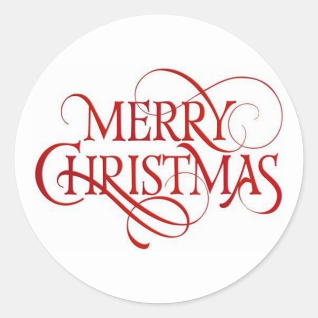 Merry Christmas Text Classic Round Sticker (Front)
