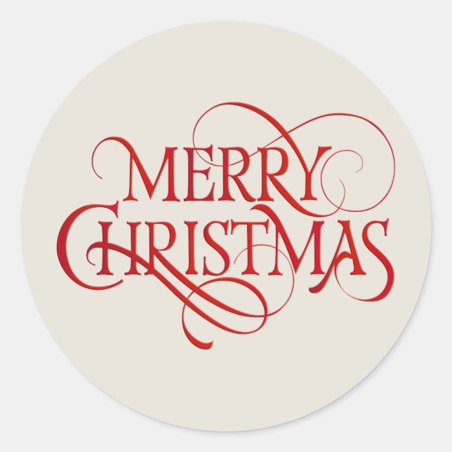 Merry Christmas Text Classic Round Sticker (Front)