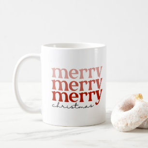 Merry Christmas Text Greeting Red and White Coffee Mug