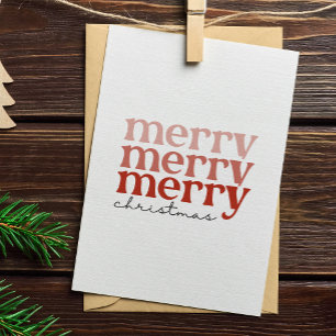 Merry Christmas Text Greeting Red and White Holiday Card