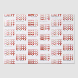 Merry Christmas Text Greeting Red and White Tissue Paper