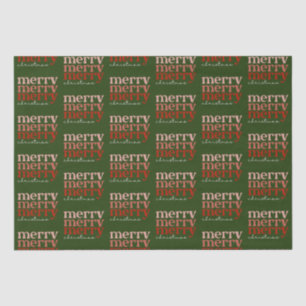 Merry Christmas Text Greeting Red & Green Pattern Tissue Paper