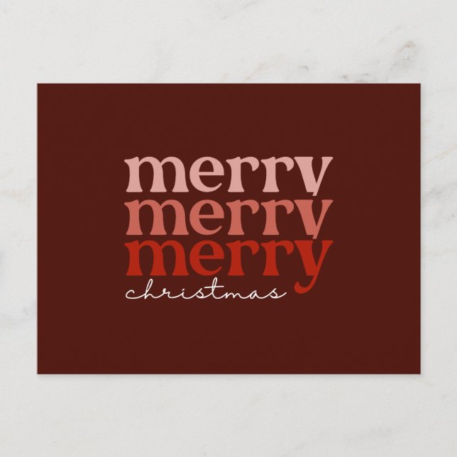 Merry Christmas Text Greeting Red Holiday Postcard (Front)